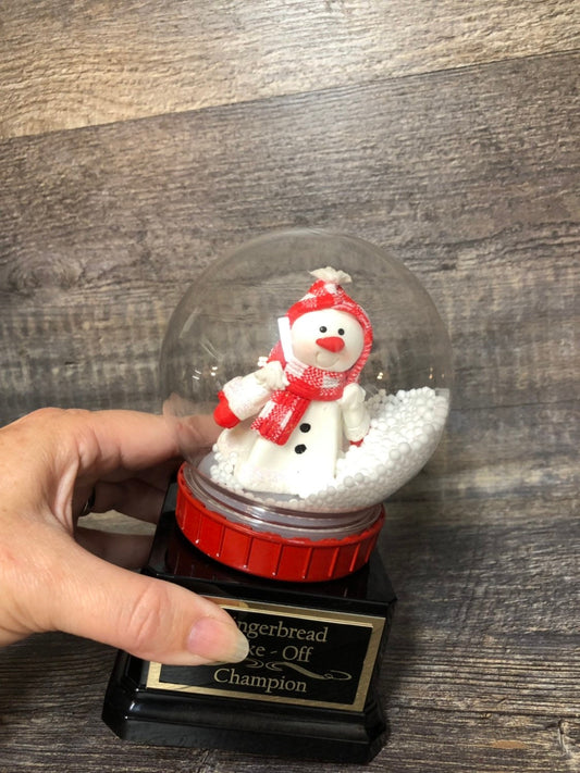 Ugly Sweater Trophy Snowman Snow Globe Trophy Best Snowman Gingerbread Bake Off Winner Holiday Christmas Party Trophy Decor Cookie Bake Off