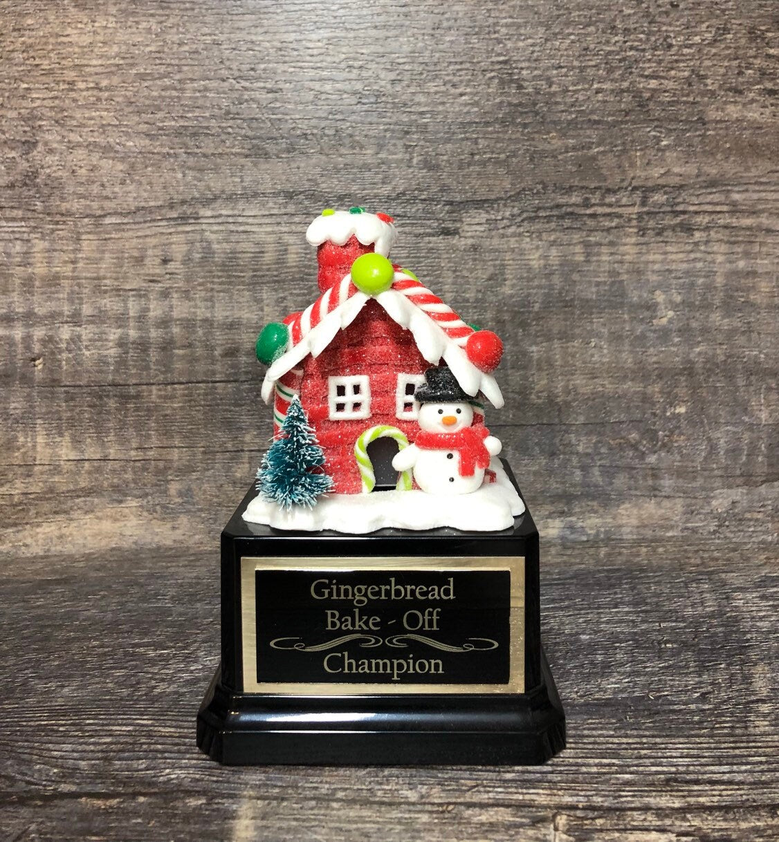 Gingerbread House Cookie Bake Off Trophy Ugly Sweater Trophy Snowman Bottle Brush Tree Christmas Cookie Gingerbread Man Christmas Decor