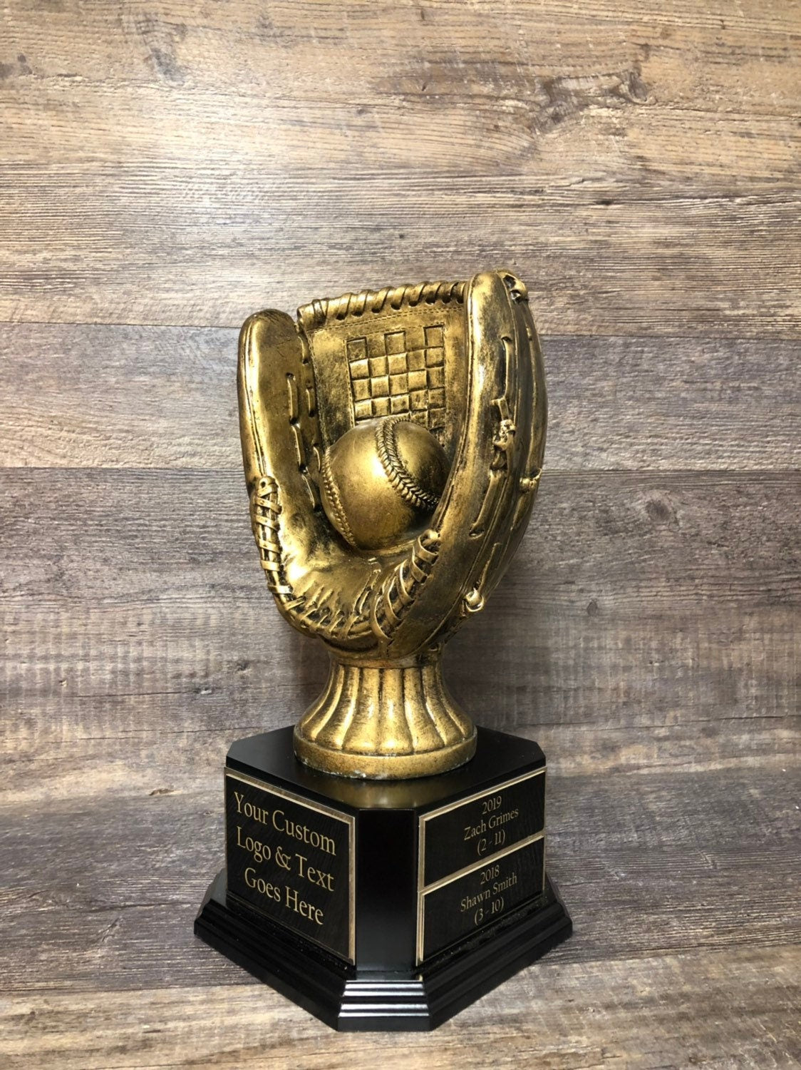 Baseball Trophy Golden Glove Award Fantasy Baseball Perpetual Trophy B –  Trophies With A Twist