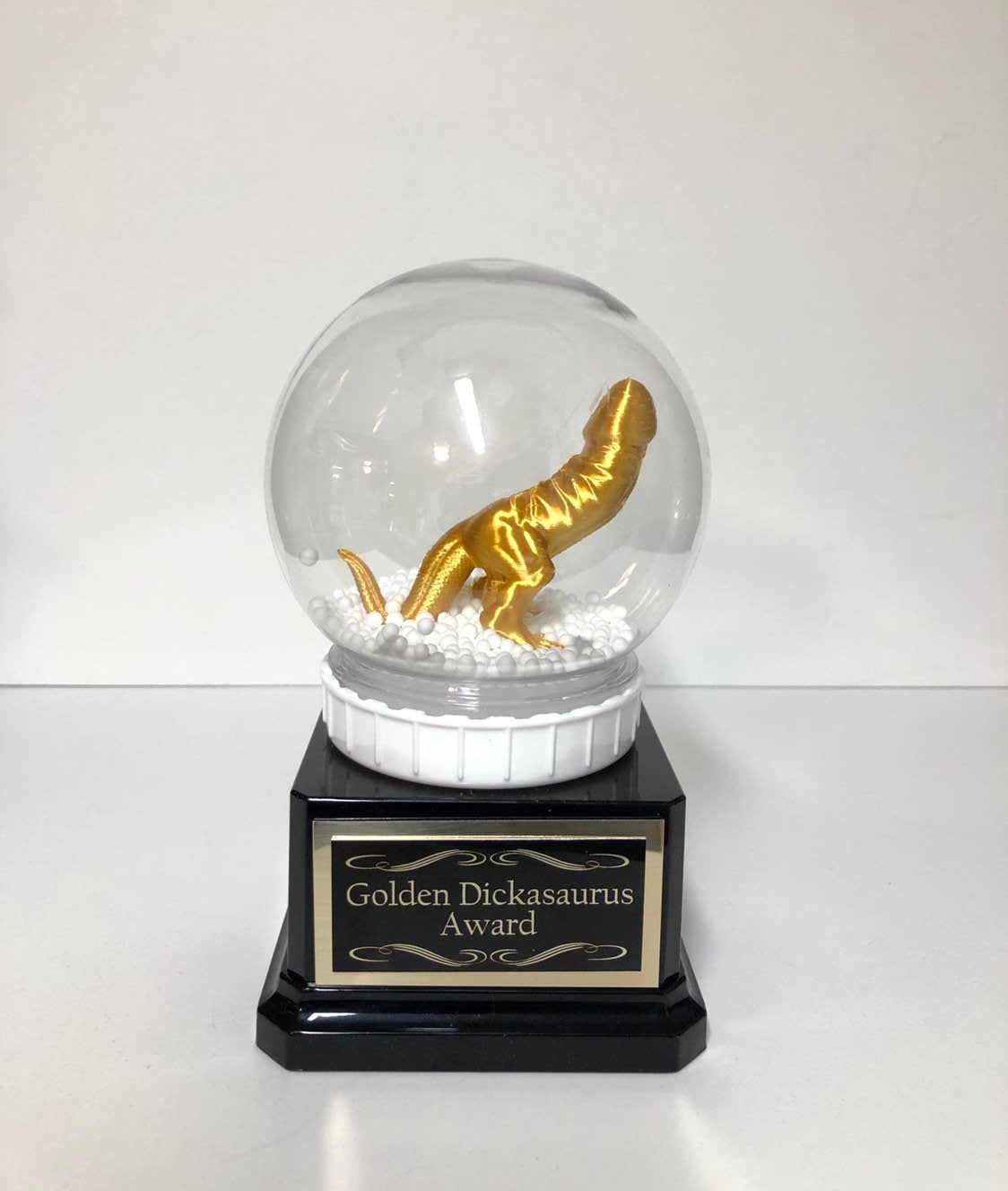 Dickasaurus Funny Trophy Snow Globe Adult Humor Award You're A Dick Christmas Gag Gift LOSER Trophy FFL Last Place Fantasy Penis Funny