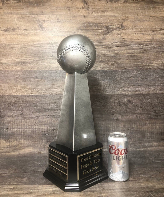 Baseball Trophy Fantasy Baseball Perpetual Trophy XL Antique Silver Award FBB Baseball League Champion Championship Team Award Personalized