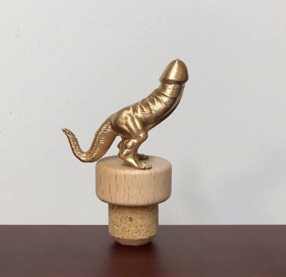 Wine Gift Golden DICKASAURUS Funny Gift Wine Stopper Novelty Gift Bottle Cork Stopper Gag Gift Stocking Stuffer Wine Lover Birthday Gift