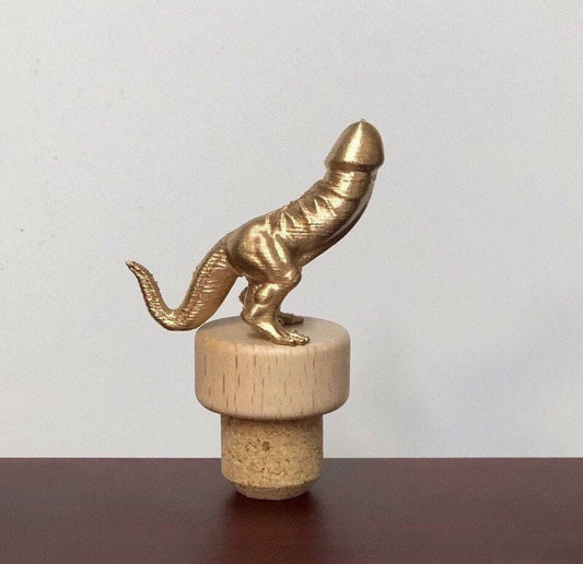 Golden DICKASAURUS Wine Stopper Funny Novelty Gift Bottle Cork Wine Stopper Gag Gift Wine Lover Birthday Gift Stocking Stuffer Secret Santa