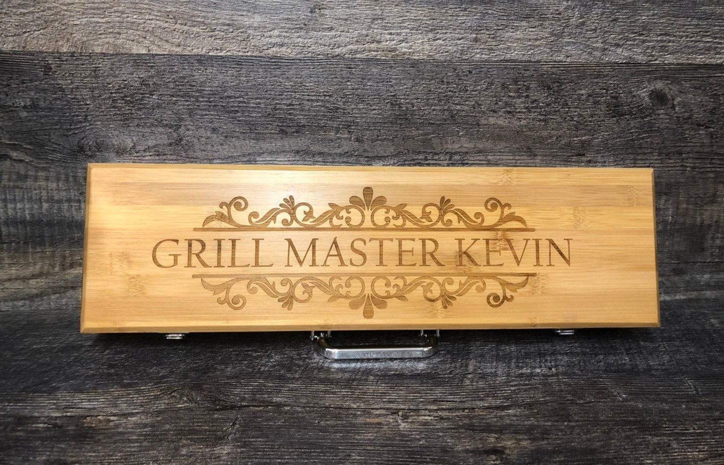 Personalized BBQ Set Grilling Tool Set Engraved Father's Day Gift For Him Birthday Gift Bamboo Grill Master Gift Set Grilling Set