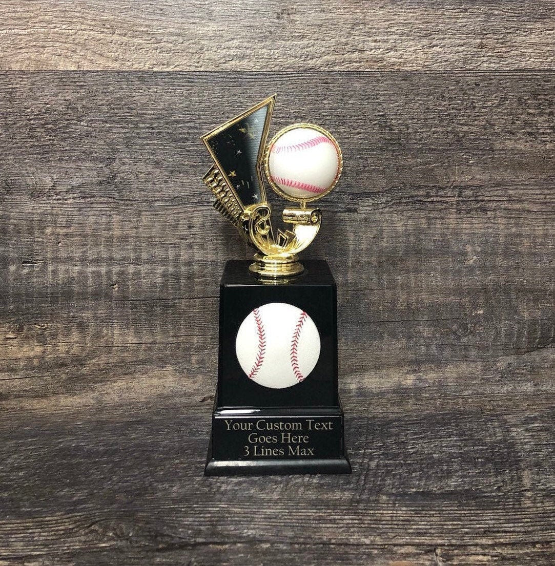 Baseball Trophy Fantasy Baseball Spinning & 3D  Baseball FBB Baseball League Champion Perpetual Trophy Team Award Personalized