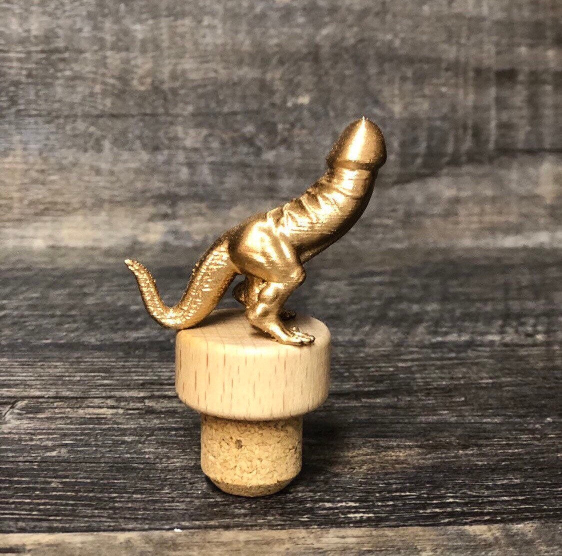 Golden DICKASAURUS Wine Stopper Funny Novelty Gift Wine Stopper Gag Gift Wine Lover Christmas Wine Gift Stocking Stuffer Secret Santa