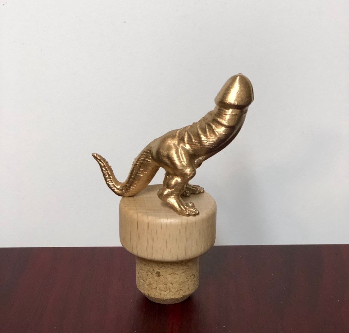 Wine Stopper Golden DICKASAURUS Funny Gift For Him Novelty Bottle Wine Cork Wine Stopper Gag Gift Wine Lover Birthday Gift