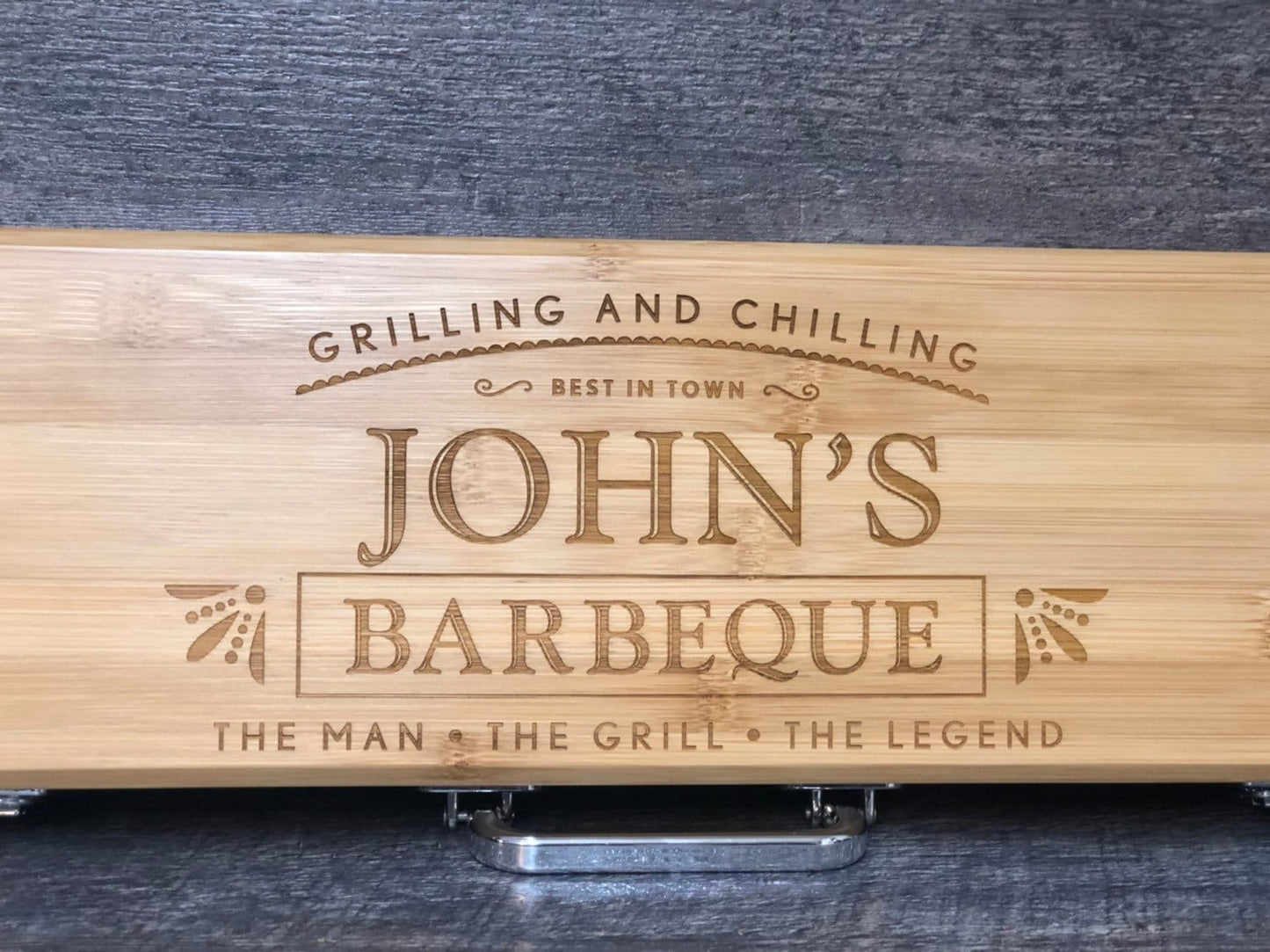 Best BBQ Cook Off Set Grilling Tool Set Gift Competition Prize For Him Engraved Bamboo Birthday Gift Grill Master Gift Set Grilling Set
