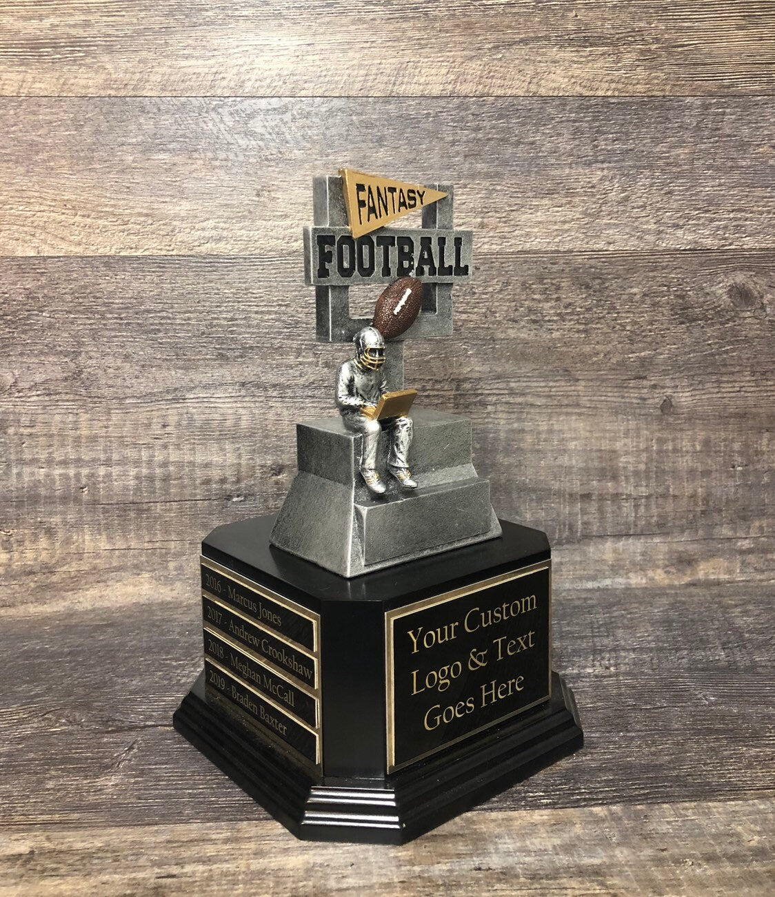 Fantasy Football Trophy FFL Trophy Armchair Quarterback Goalpost Custom Personalized Perpetual 6 or 12 Year Championship Award Winner