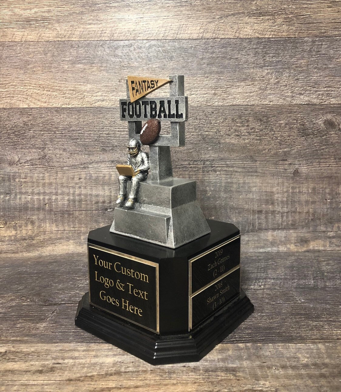 Fantasy Football Trophy FFL Trophy Armchair Quarterback Goalpost Custom Personalized Perpetual 6 or 12 Year Championship Award Winner