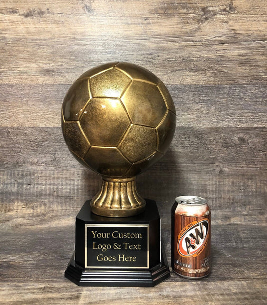 Soccer Trophy Fantasy Soccer Football League Trophy 15" FULL SIZE Antique Gold Soccer Ball 6 or 12 Year Perpetual Championship League Award
