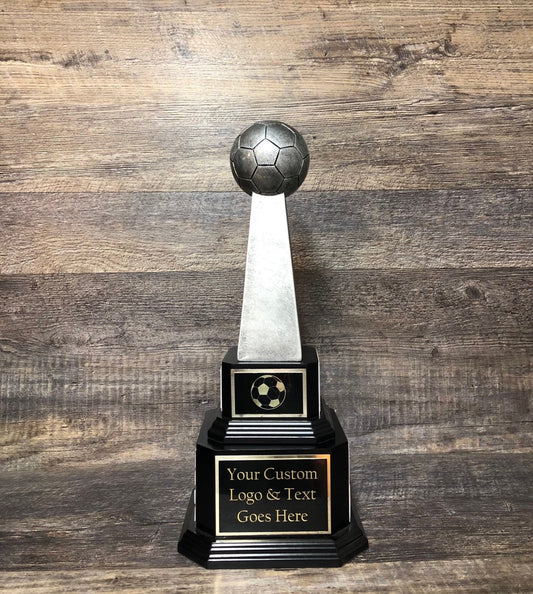 Soccer Trophy Fantasy Soccer Football League Trophy Antique Silver Soccer Trophy 6 or 12 Year Perpetual Championship League Award
