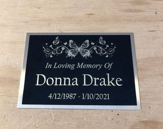 Memorial Urn Plaque Custom Engraved Urn Memorial Name Plate Cremation Urn BUTTERFLY Memorial Urn In Loving Memory of Engraved Urn Name Plate