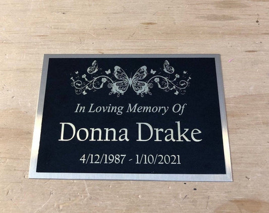 Custom Engraved Urn Memorial Name Plate Cremation Urn BUTTERFLY Memorial Tag Plaque In Loving Memory of Engraved Urn Name Plate