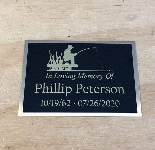 Memorial Urn Plaque Custom Engraved Name Plate Cremation Urn FISHING Memorial Urn Tag Plaque In Loving Memory of Engraved Urn Name Plate