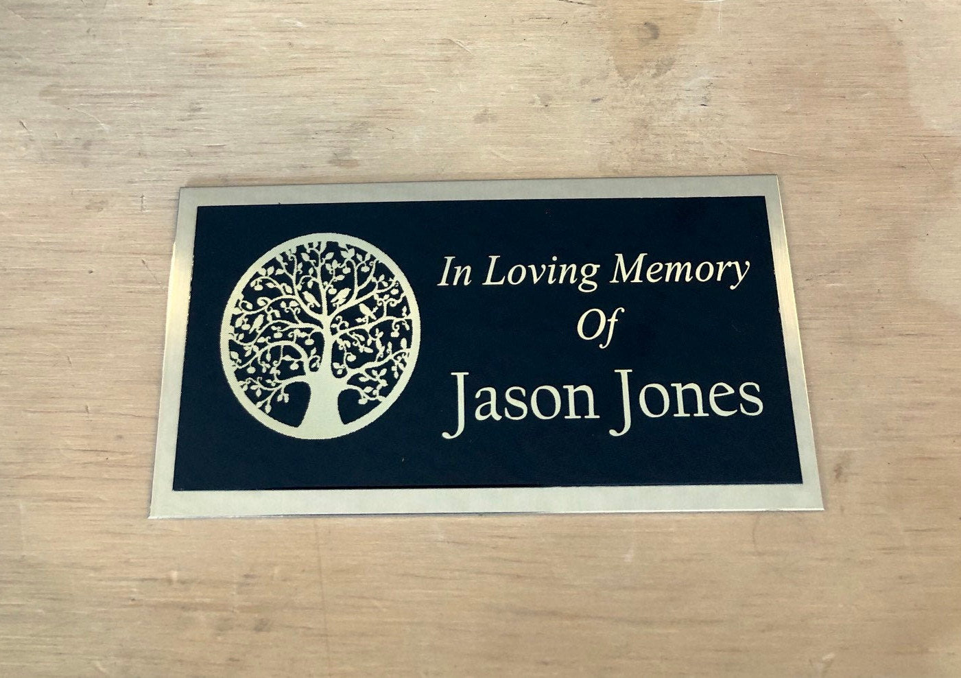 Memorial Urn Plaque Custom Engraved Name Plate Tree Of Life Cremation Urn Black/Gold Engraved Name Plate In Loving Memory of