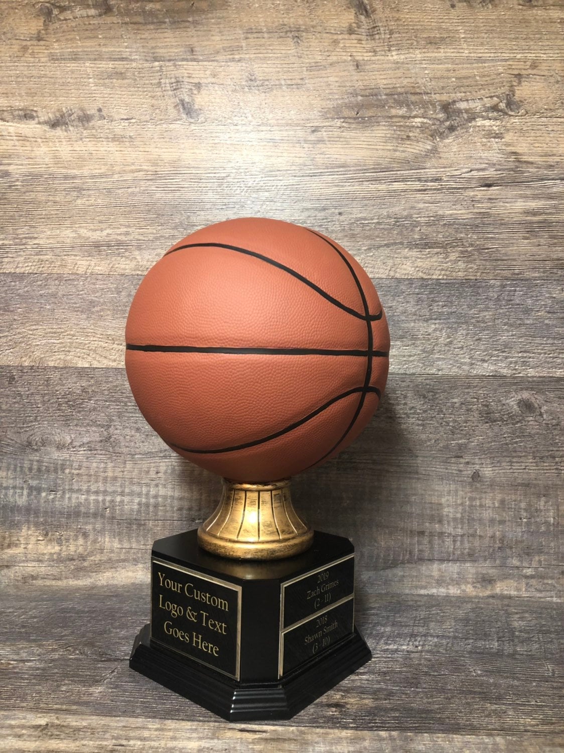 Basketball Trophy FULL SIZE Realistic Fantasy Basketball League Trophy 15" Tall 6 or 12 Year Perpetual Championship League Award Winner