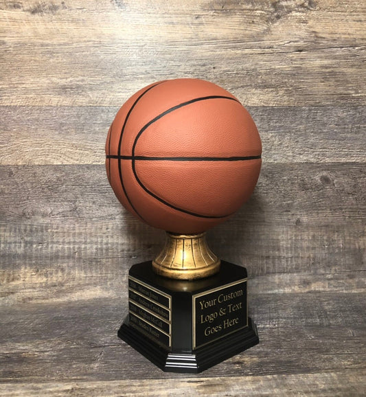 Basketball Trophy FULL SIZE Realistic Fantasy Basketball League Trophy 15" Tall 6 or 12 Year Perpetual Championship League Award Winner