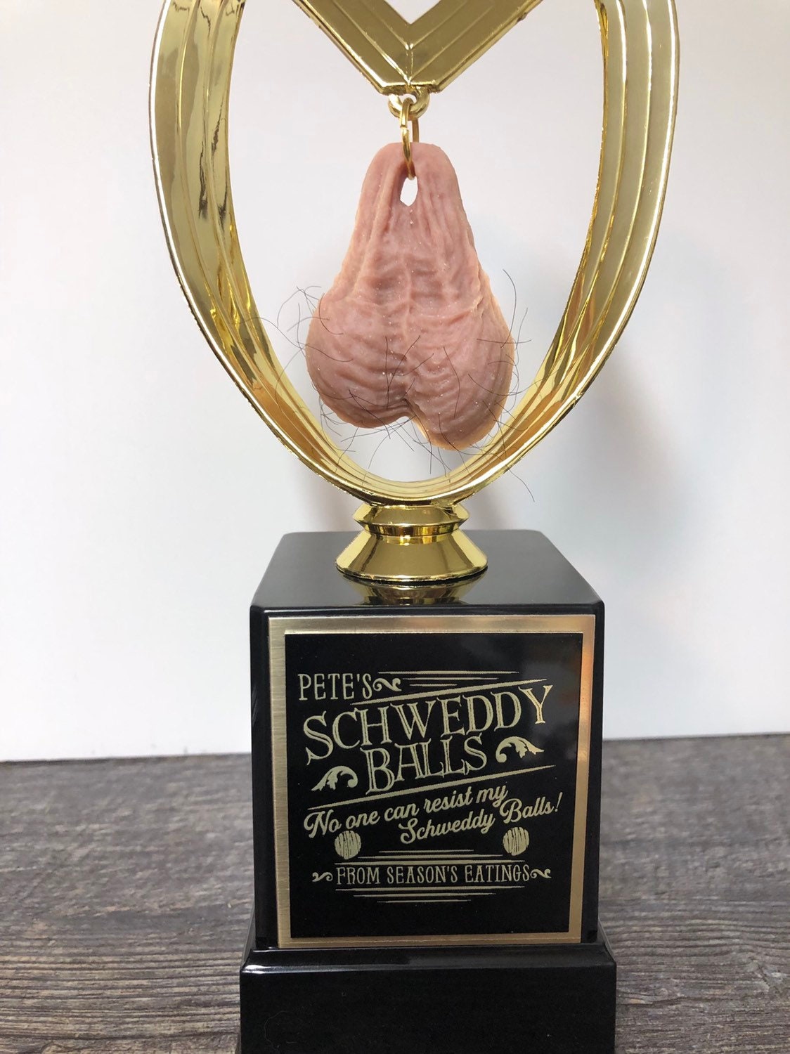 Funny HAIRY Balls Testicle Trophy Birthday Gift Bachelor Bachelorette Gag Gift Adult Humor Nut Sack Penis Testicle