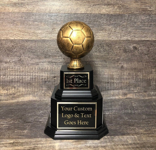 Soccer Trophy Fantasy Soccer Football League Trophy Antique Gold Soccer Ball 6 or 12 Year Perpetual Championship League Award