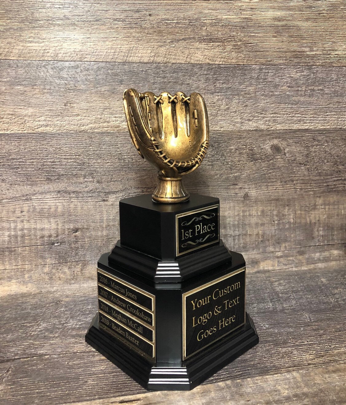 Baseball Trophy Fantasy Baseball Perpetual Trophy Antique Gold Glove Award FBB Baseball League Champion Championship Team Award Personalized