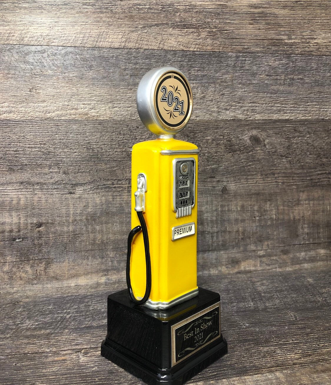 Car Show Gas Pump Hot Rod Racing Trophy Award Winner Best In Show Best Antique Car Show Award Participant Trophy Yellow Vintage Gas Pump