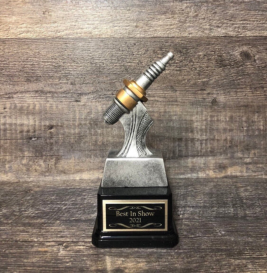 Car Show Trophy Racing Trophy 8" Spark Plug Hot Rod Trophy Silver Spark Plug Award Winner Best In Show Antique Car Show Participant