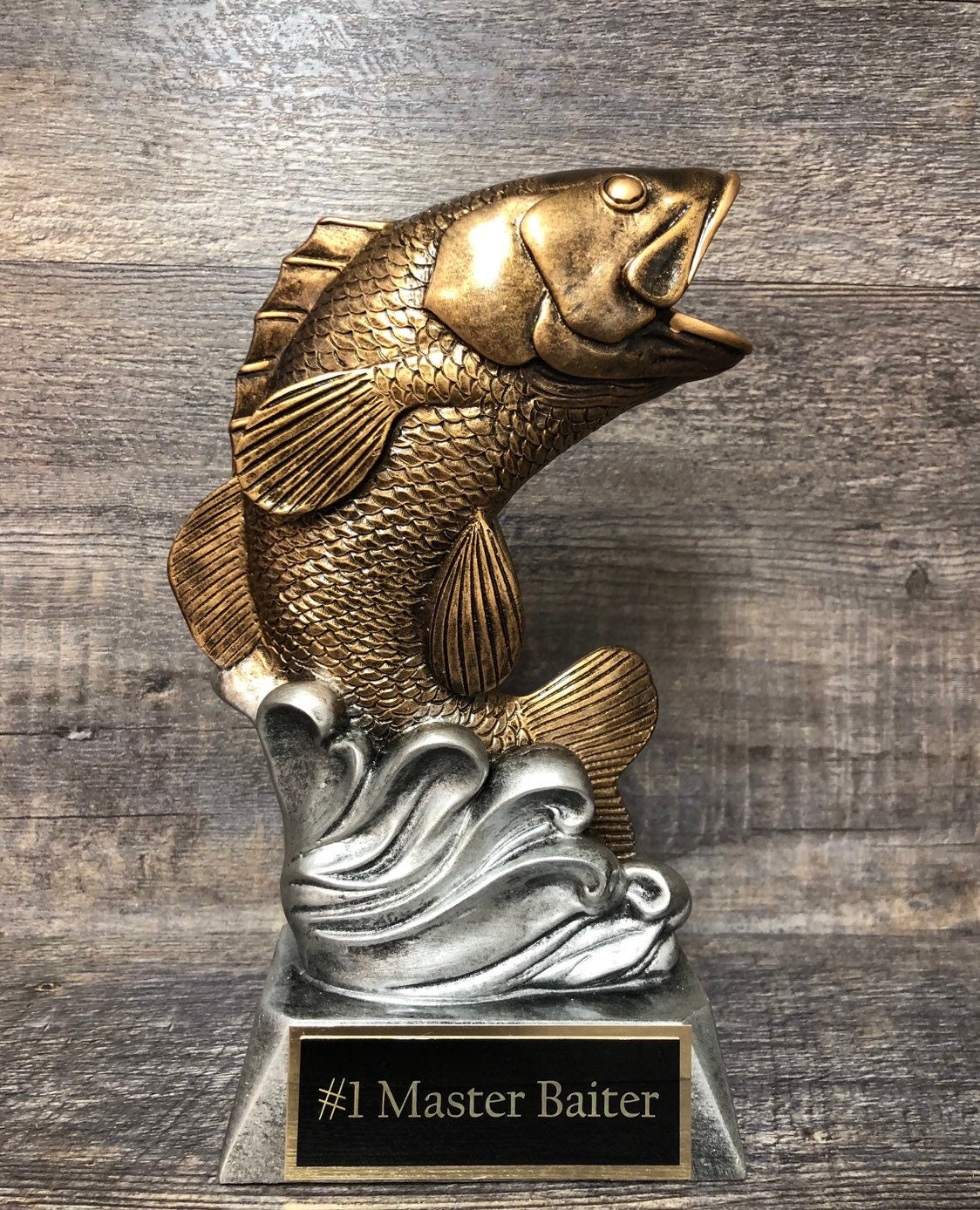 Funny #1 Master Baiter Bass Trophy Fishing Trophy Fishing Derby Trophy Award Biggest Bass Fish Personalized Custom Trophy Biggest Fish