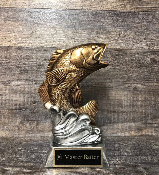 Funny #1 Master Baiter Bass Trophy Fishing Trophy Fishing Derby Trophy Award Biggest Bass Fish Personalized Custom Trophy Biggest Fish