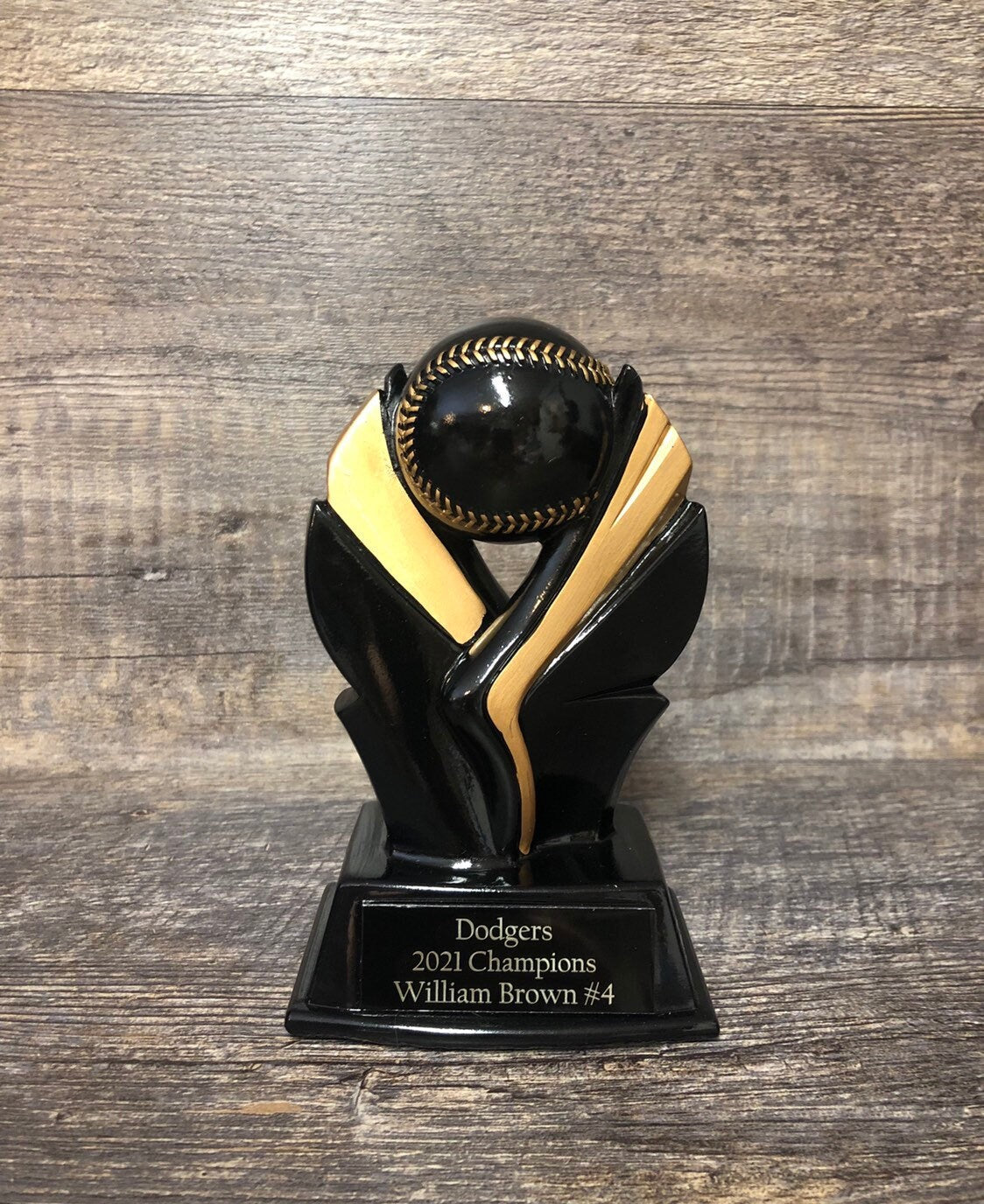 Baseball Trophy Fantasy Baseball Trophy Award Black & Gold Sport Award Fantasy Baseball League Champion Championship Team Award Personalized