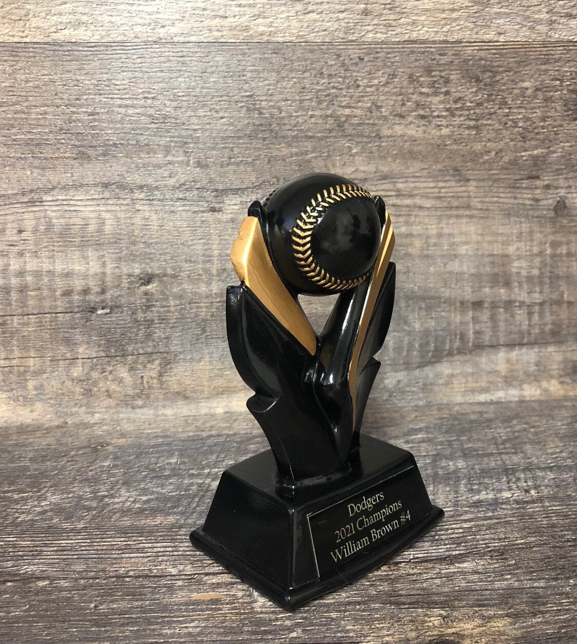 Baseball Trophy Fantasy Baseball Trophy Award Black & Gold Sport Award Fantasy Baseball League Champion Championship Team Award Personalized