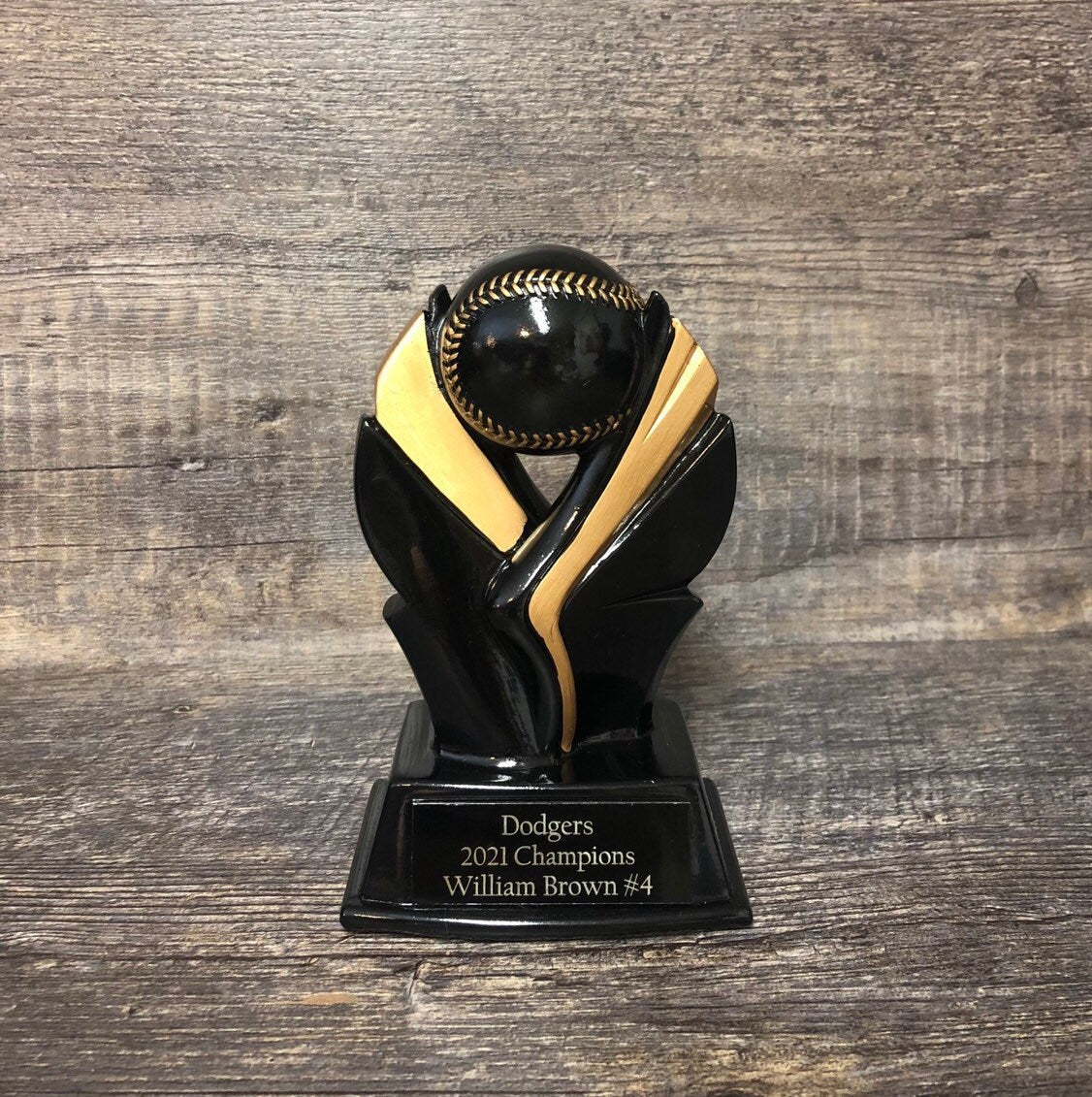 Baseball Trophy Fantasy Baseball Trophy Award Black & Gold Sport Award Fantasy Baseball League Champion Championship Team Award Personalized