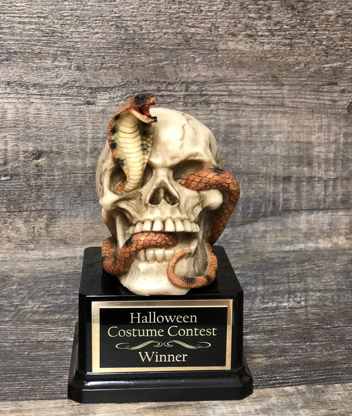 Halloween Trophy Skull & Cobra Snake Costume Contest Winner Scariest Costume Pumpkin Carving Halloween Decor Dia De Los Muertos
