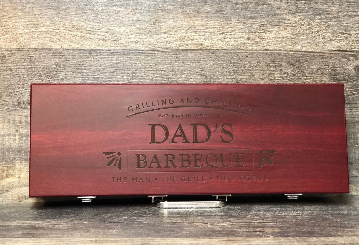 BBQ Set Grilling Tool Set Custom Engraved Gift For Dad Father's Day Gift For Him Birthday Rosewood rill Master Gift Set Grilling Set