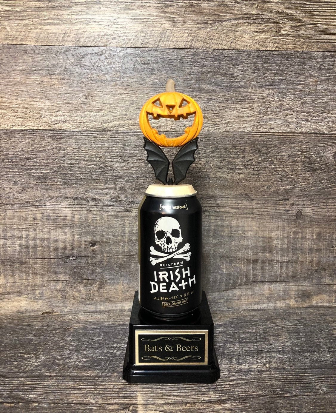 Halloween Trophy Bats & Beer Funny Trophy Best Scariest Costume Contest Drinking Games Adult Humor Gag Gift Pumpkin Carving Beer Drinker