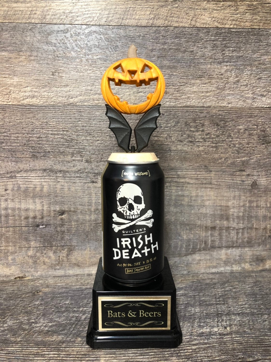 Halloween Trophy Bats & Beer Funny Trophy Best Scariest Costume Contest Drinking Games Adult Humor Gag Gift Pumpkin Carving Beer Drinker