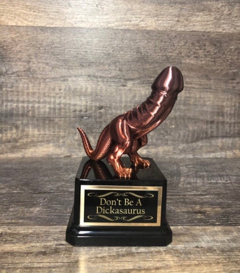 Funny Trophy Dickasaurus Award You're A Dick Sacko Fantasy Football League LOSER Trophy FFL Last Place Fantasy Dickhead Penis Funny Award