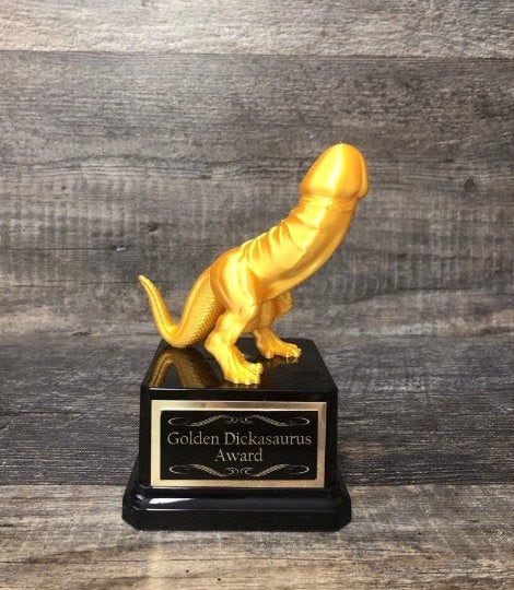 Golf Tournament Trophy Funny Trophy Golden Dickasaurus Golf Award LOSER Last Place Over Par Funny Penis Trophy Gag Gift Testicle Trophy