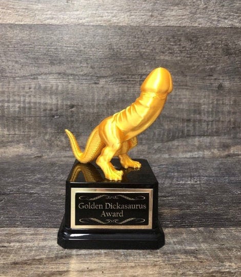 Golden Dickasaurus Golf Trophy Golf Tournament Trophy Adult Humor Award LOSER Last Place Over Par Funny Penis Trophy Gag Gift You're A Dick
