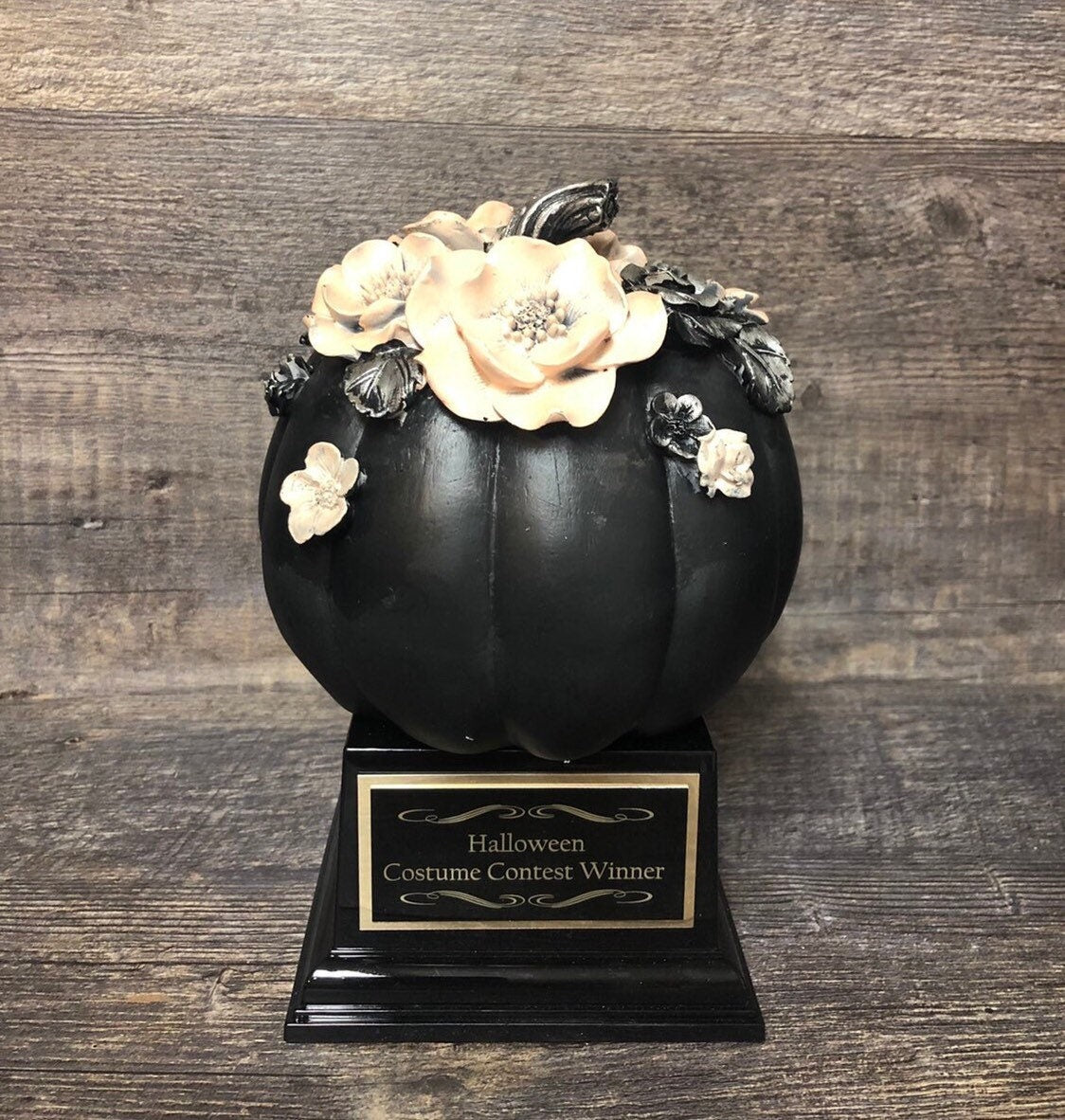 Halloween Wedding Trophy Black Pink & Silver Elegant Floral Pumpkin Table Centerpiece Costume Contest Hallowedding Wedding Halloween Decor