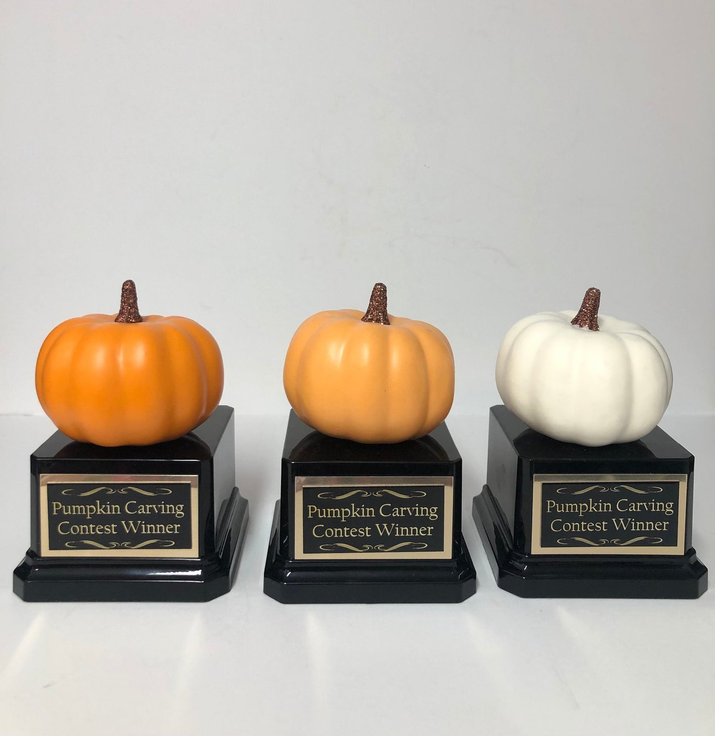 Mini Halloween Trophy Halloween Trophies THREE Pumpkin Carving Contest Trophy or Best Costume Trunk or Treat Jack O Lantern Halloween Decor