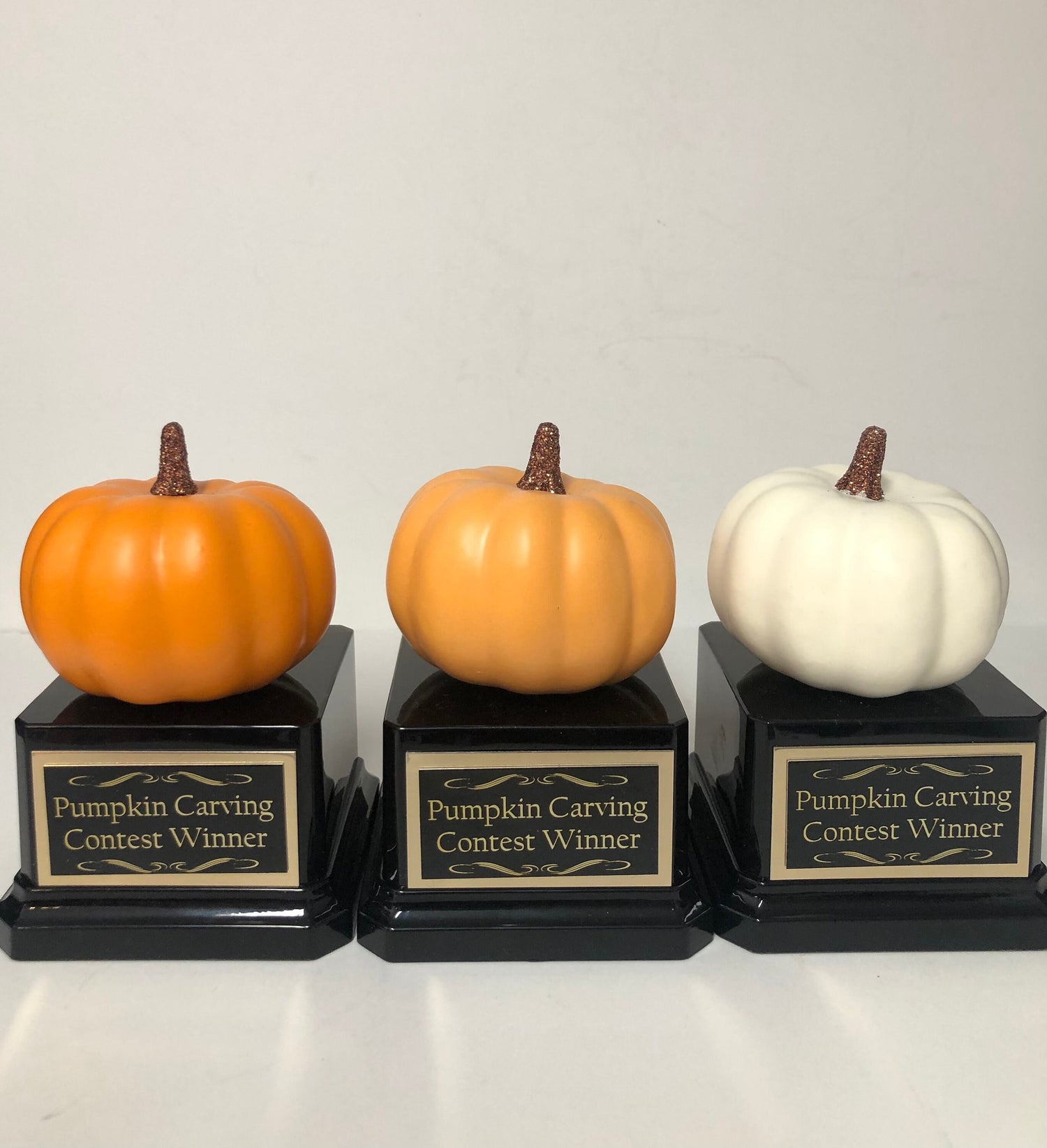 Mini Halloween Trophy Halloween Trophies THREE Pumpkin Carving Contest Trophy or Best Costume Trunk or Treat Jack O Lantern Halloween Decor