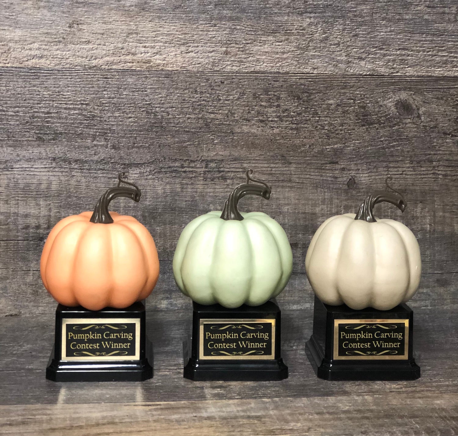 Halloween Trophy Halloween Trophies THREE Pumpkin Carving Contest Trophy or Best Costume Trunk or Treat Jack O Lantern Halloween Decor