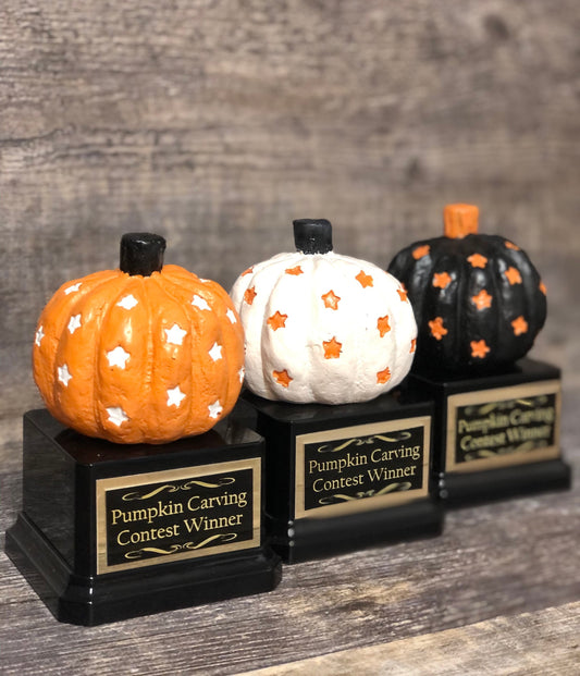 Mini Halloween Trophy Halloween Trophies THREE Pumpkin Carving Contest Trophy or Best Costume Trunk or Treat Jack O Lantern Halloween Decor