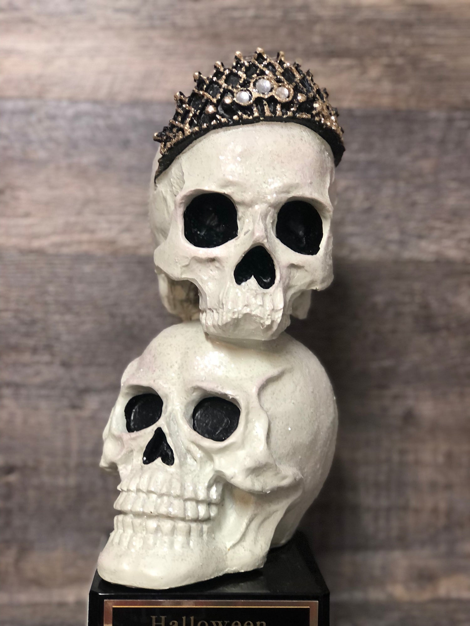 Halloween Trophy Skull Skeleton Tiara Glitter Best Couple Costume Winner Pumpkin Carving Contest Pumpkin Trophy Halloween Princess Decor