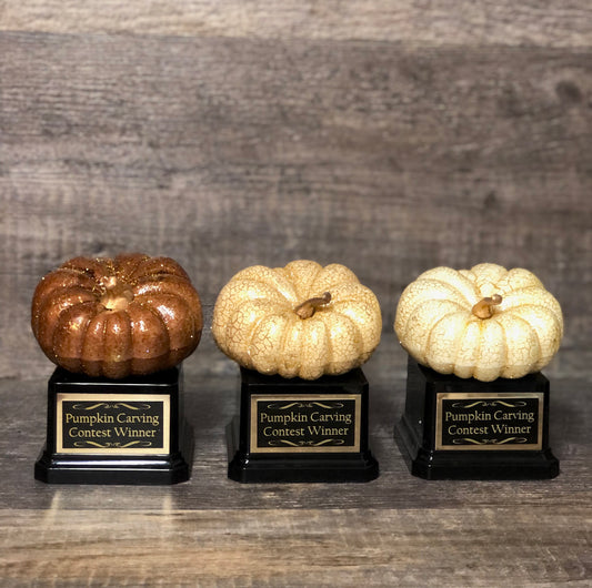 Halloween Trophy Trophies Set of 3 Mini Crackle Glitter Pumpkins Costume Contest Winner Pumpkin Carving Contest Halloween Trunk or Treat