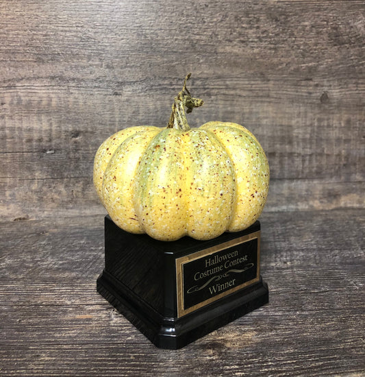 Halloween Trophy Pumpkin Carving Contest Jack O Lantern Trophy Best Costume Contest Prize Cream Colored Speckled Pumpkin Halloween Decor