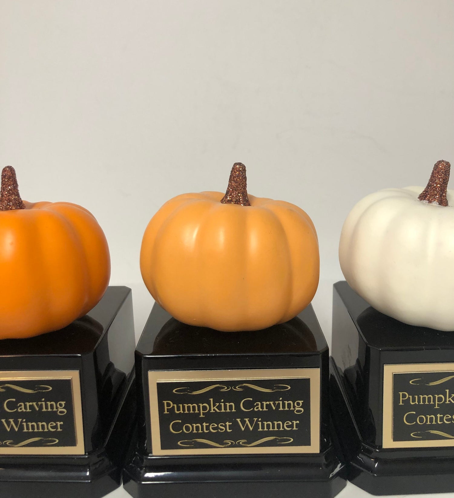 Mini Halloween Trophy Halloween Trophies THREE Pumpkin Carving Contest Trophy or Best Costume Trunk or Treat Jack O Lantern Halloween Decor