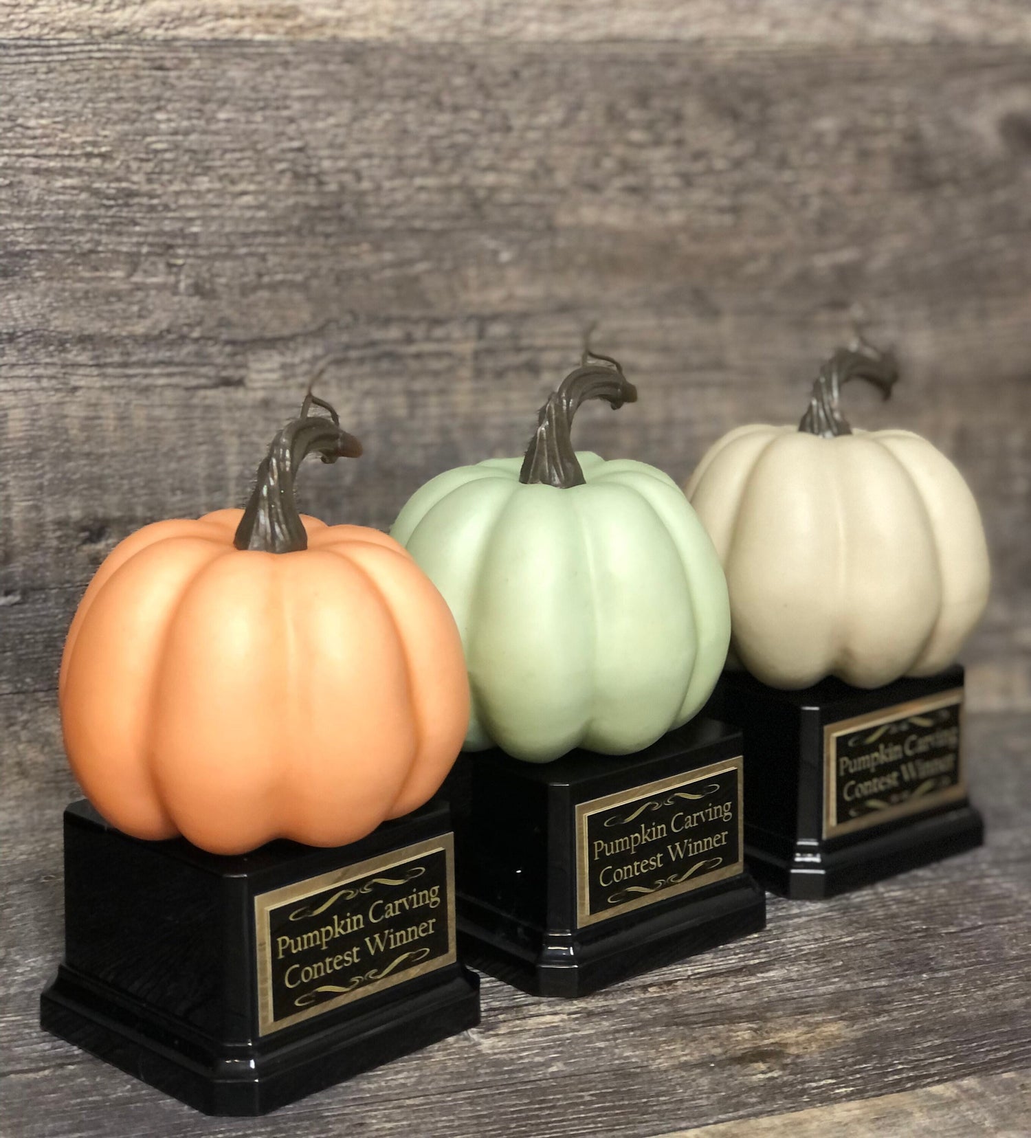 Halloween Trophy Halloween Trophies THREE Pumpkin Carving Contest Trophy or Best Costume Trunk or Treat Jack O Lantern Halloween Decor