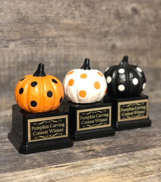 Mini Halloween Trophy Halloween Trophies THREE Pumpkin Carving Contest Trophy or Best Costume Trunk or Treat Jack O Lantern Halloween Decor